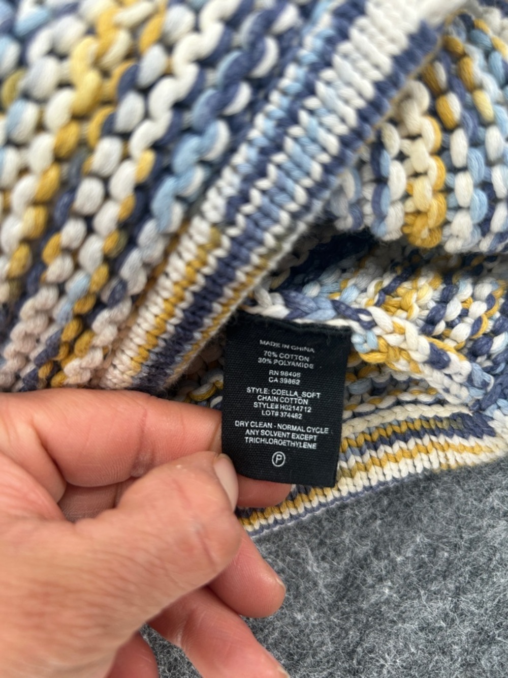 Theory Women’s Striped Marled Drawstring Sweater — Yellow, Blue, Cream - Picture 6 of 9